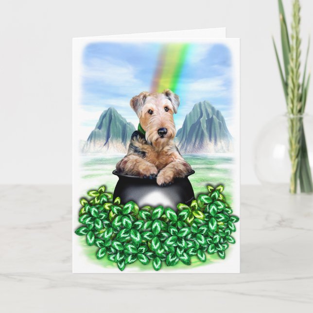 Pot d'Airedale Terrier de carte d'or (Devant)