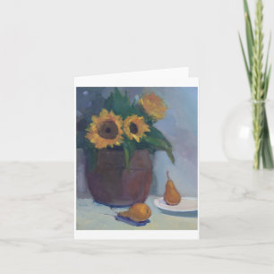 Pot de cuivre de tournesols et de poires - carte