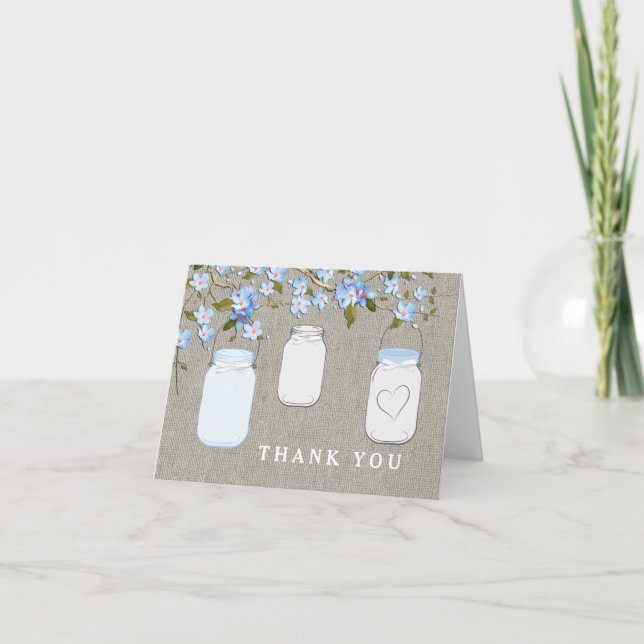 Pot de fleurs en toile de jute bleue Merci (Devant)
