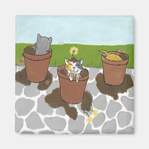 Pot de fleurs Kittens Magnet