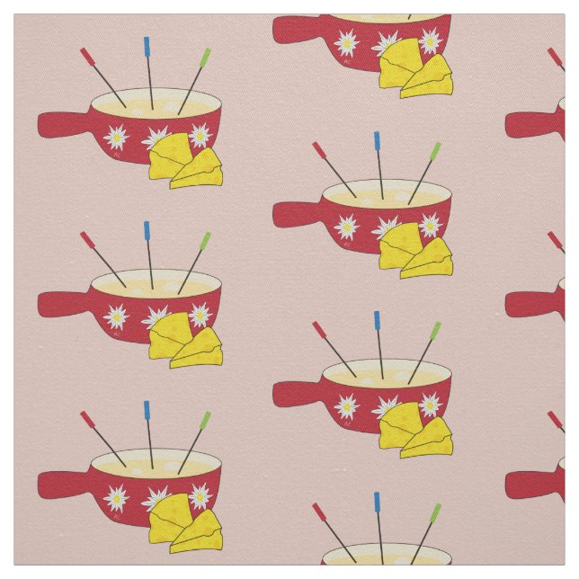 Pot de fondue et tissu de doodle de fromage suisse (Échantillon)