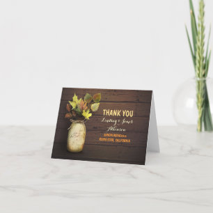 Pot de mason rustique et feuilles d'automne merci