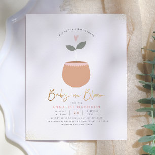 Pot de plante Baby en fleurs Budget Baby Shower Or