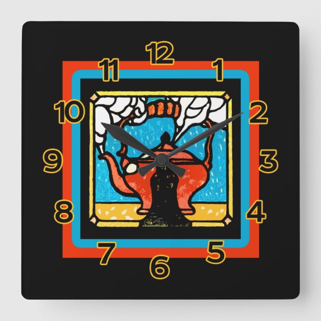 Pot de thé en verre tendu Regardez sur une horloge (Recto)