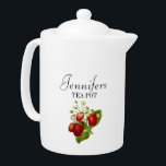 Pot de thé personnalisé à la fraise<br><div class="desc">Belle fraises rouges personnalisé pot de thé de cuisine.</div>