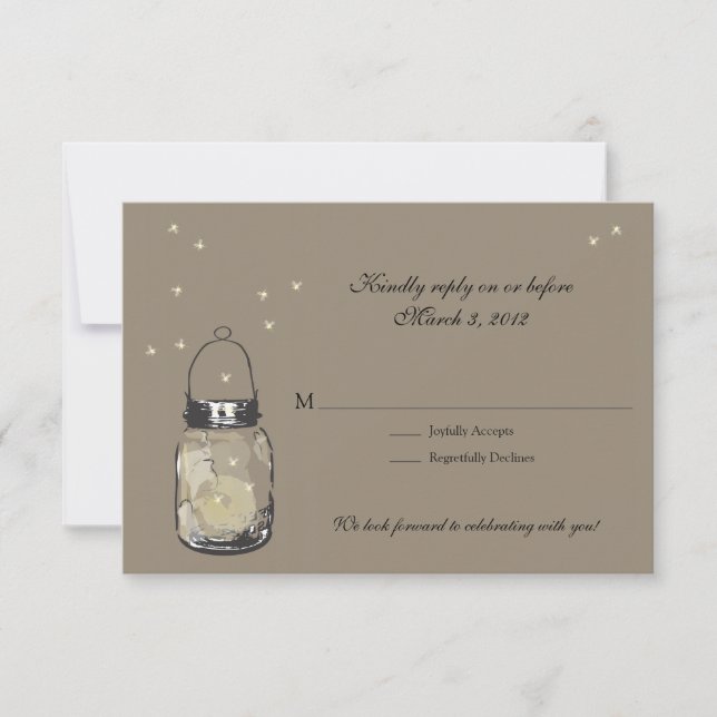 Pot de yaourt Mason & Lucioles de mariage RSVP (Devant)