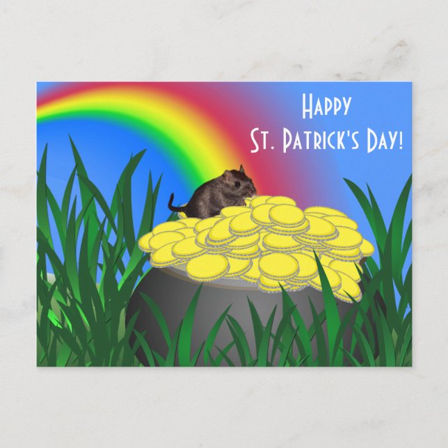 Pot d'or avec Gerbil - Carte postale St Patrick's  (Devant)