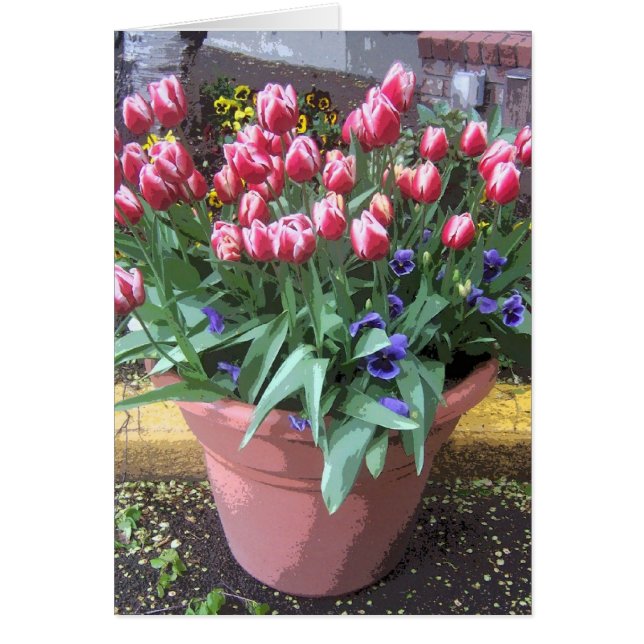 Pot en argile tulipe de printemps (Devant)