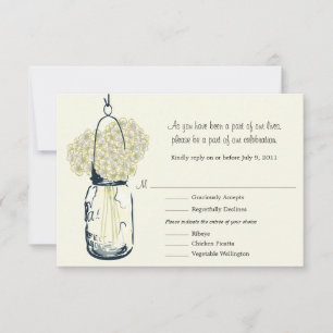 Pot et hortensias de maçon de carte de RSVP