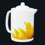 pot jaune de thé/café de tournesol<br><div class="desc">pétales jaunes de tournesol sur un fond blanc</div>