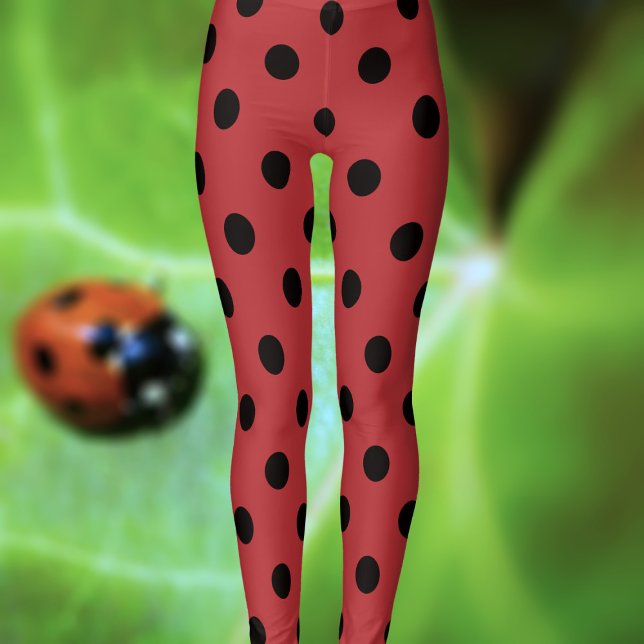 Pot rouge et noir Pot Pot Pointe Ladybug Leggings (Red and black spotty leggings just for you)