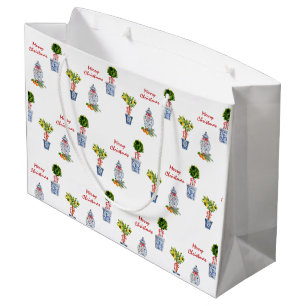 Poterie Bleue et Blanche Sac cadeau de Noël