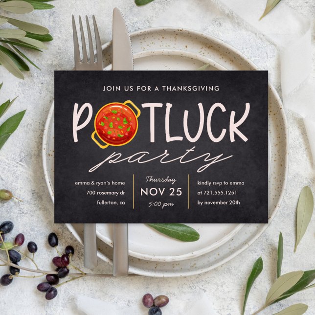 Potluck Party Thanksgiving Potluck Invitation (Créateur téléchargé)