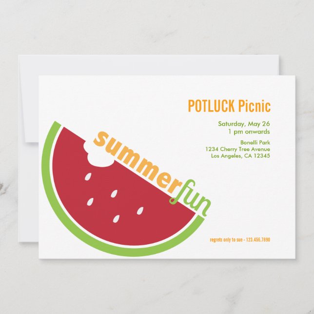 Potluck Summer Pique-Nique Invitation (Devant)