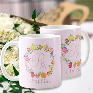 Pots de thé et tasses Monogram Pastel Mug rose