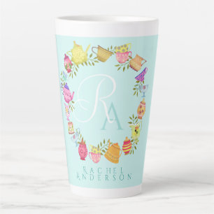 Pots de thé et tasses Monogramme Pastel Mug Bleu