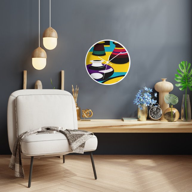 Pots Design Horloge murale avec cadre en bois blan (Créateur téléchargé)