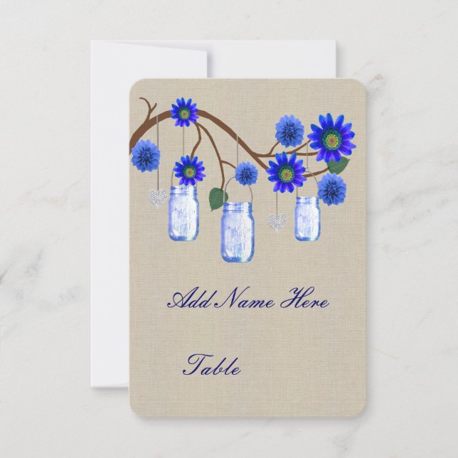 Pots en toile de jute rustique bleu Table Cartes d (Devant)