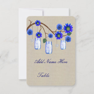 Pots en toile de jute rustique bleu Table Cartes d