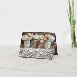 Pots Mason Carte de remerciements pliés avec Roses