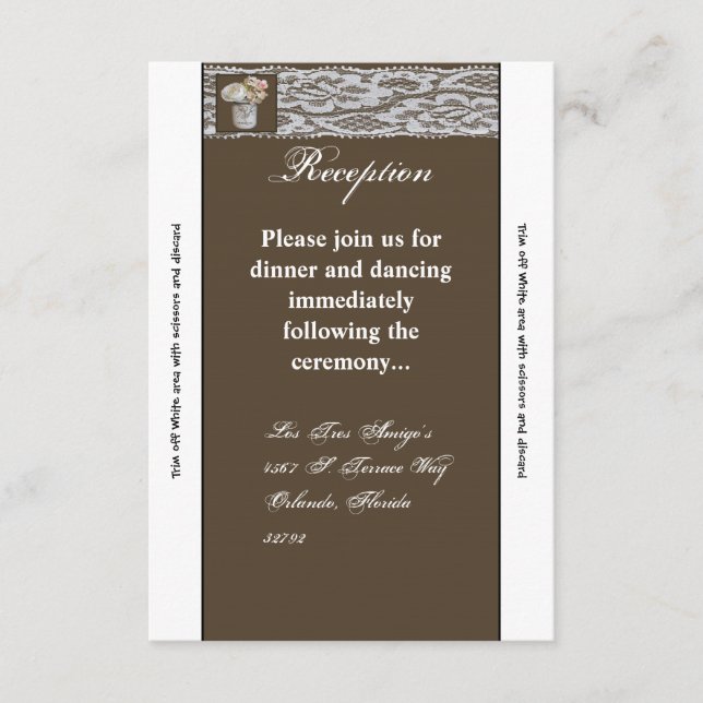 Pots Mason pour carte de réception 3,5x7 avec rose (Devant)