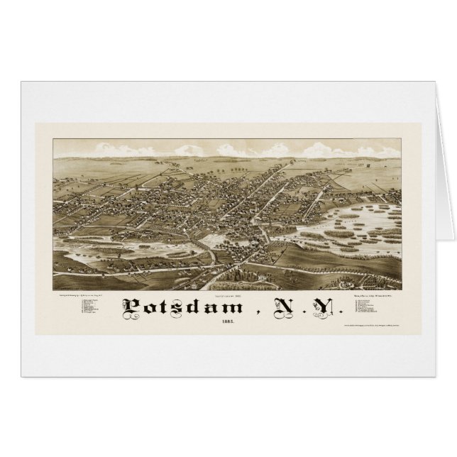 Potsdam, carte panoramique de NY - 1885 (Devant horizontal)