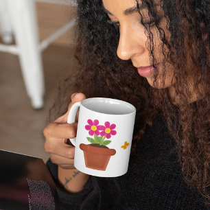 Potted Flower and Butterfly Coffee Mug