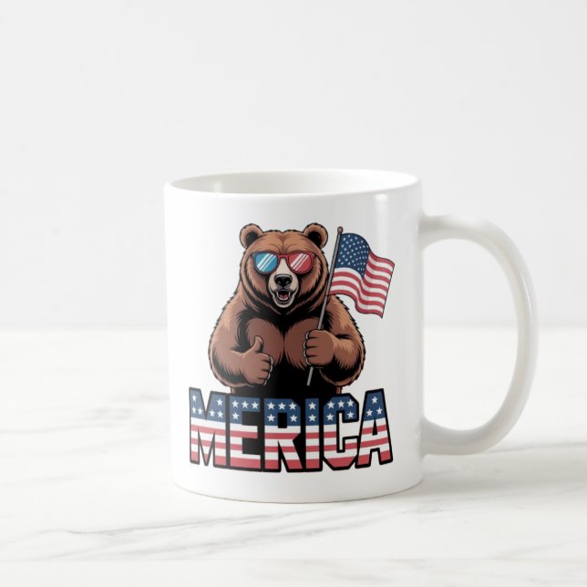Pouce Patriotique vers le haut Bear Mug - Amusante (Droite)