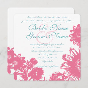 Poudre bleu et rose Vintage mariage Invitation