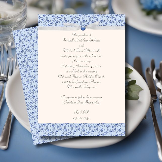 Poudre bleu Faire-part de mariage florentine (Créateur téléchargé)