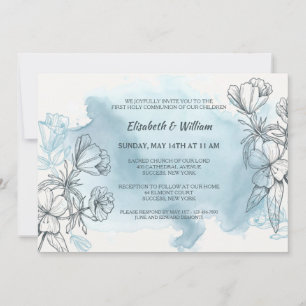 Poudre bleu floral Invitation