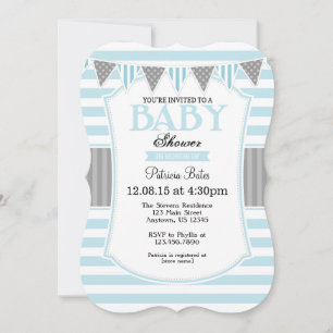 Poudre Bleu Gris Baby shower Invitation