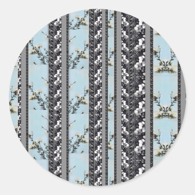 Poudre Blue Poppies rayures Stickers (Devant)