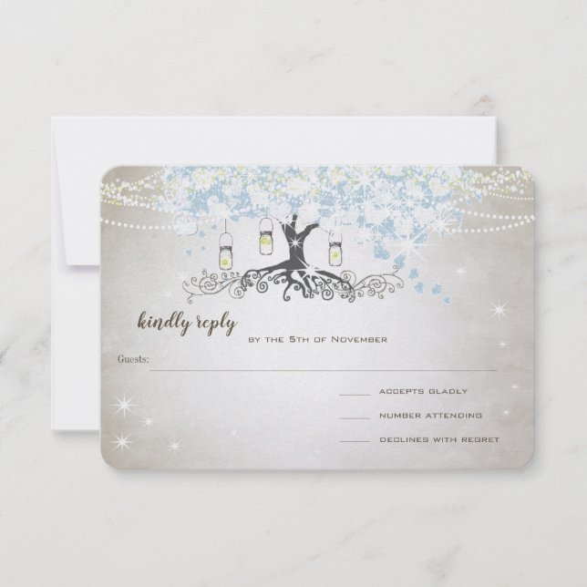 Poudre légère Bleu Carrosserie Mariage Arbre RSVP (Devant)