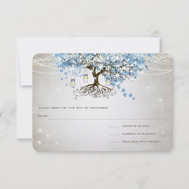 Poudre légère Bleu Carrosserie Mariage Arbre RSVP (Devant)