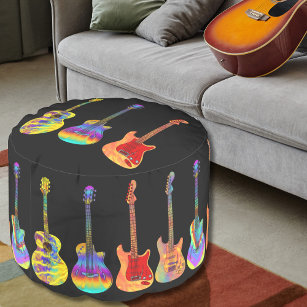 Pouf Guitares colorées