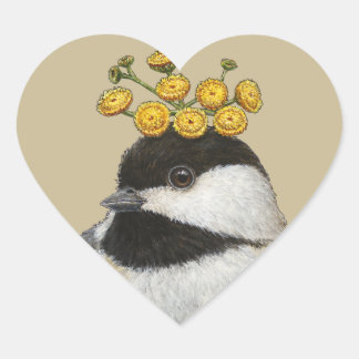poule avec autocollants de coeur en tansy