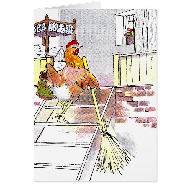 Poule avec des escaliers de support de balai à la (Devant)