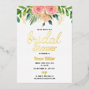 Poule d'or boho fleurie invitation douche nuptiale