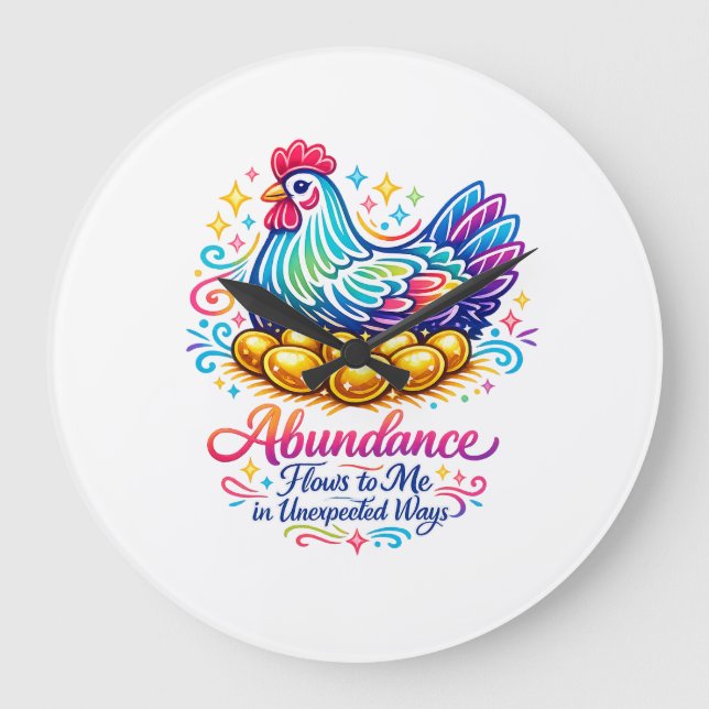 Poule dorée 8 œufs d'or Horloge murale d'abondance (Recto)
