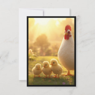 Poule et poussins  Invitation de famille de poulet