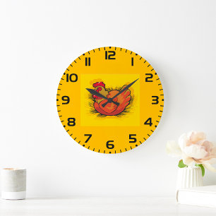 Poule sur Nid Ferme Éclatante Horloge de Poulet