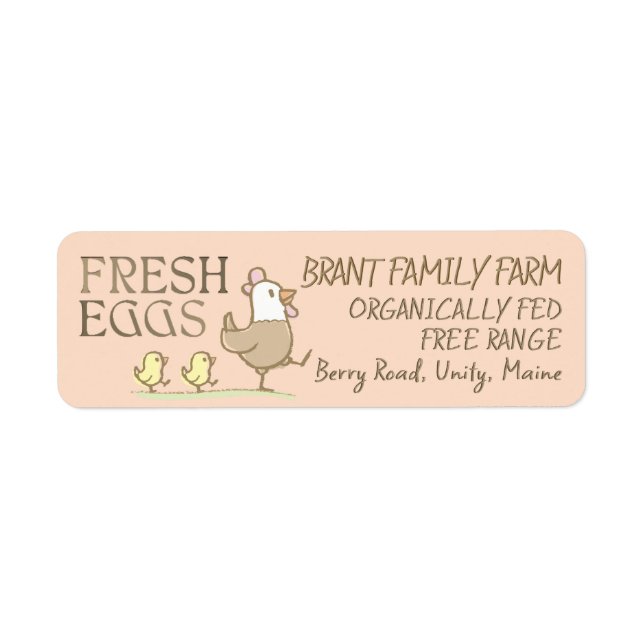 Poules de maman et poussins sur un étiquette en ca (Devant)