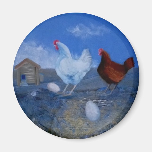 Poules mignonnes/ poulets Aimant d'art personnalis (Devant)