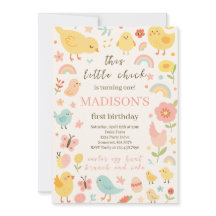 Poulet 1er anniversaire Invitation de fête