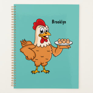 Poulet avec oeufs sur plaque de dessin animé