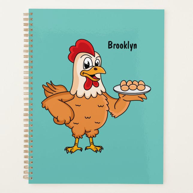 Poulet avec oeufs sur plaque de dessin animé (Devant)
