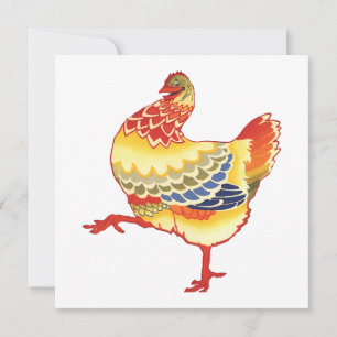 Poulet coloré vintage de la basse-cour de la ferme