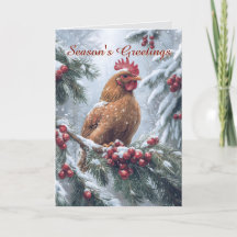 Poulet dans la carte de Noël Neige