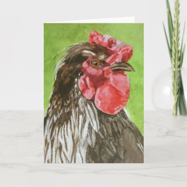 Poulet dans la carte de voeux de profil (Devant)